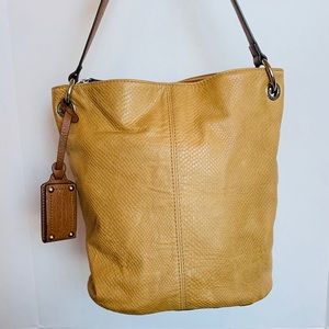 Tignanello Genuine Leather Caramel Bucket Bag